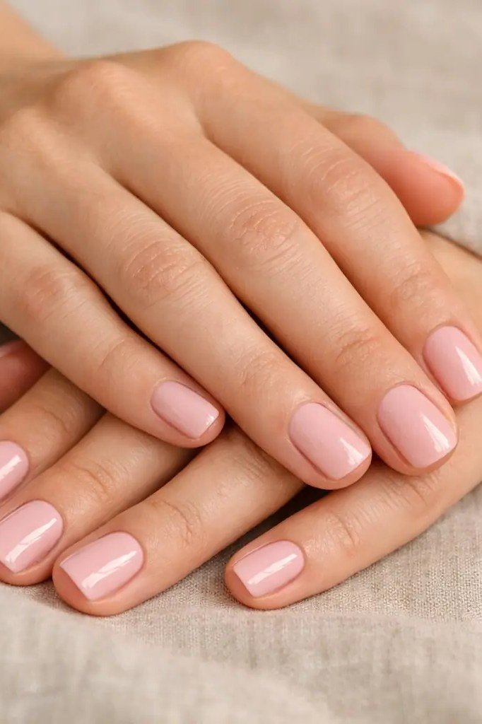 Ballet slipper pink gel nails