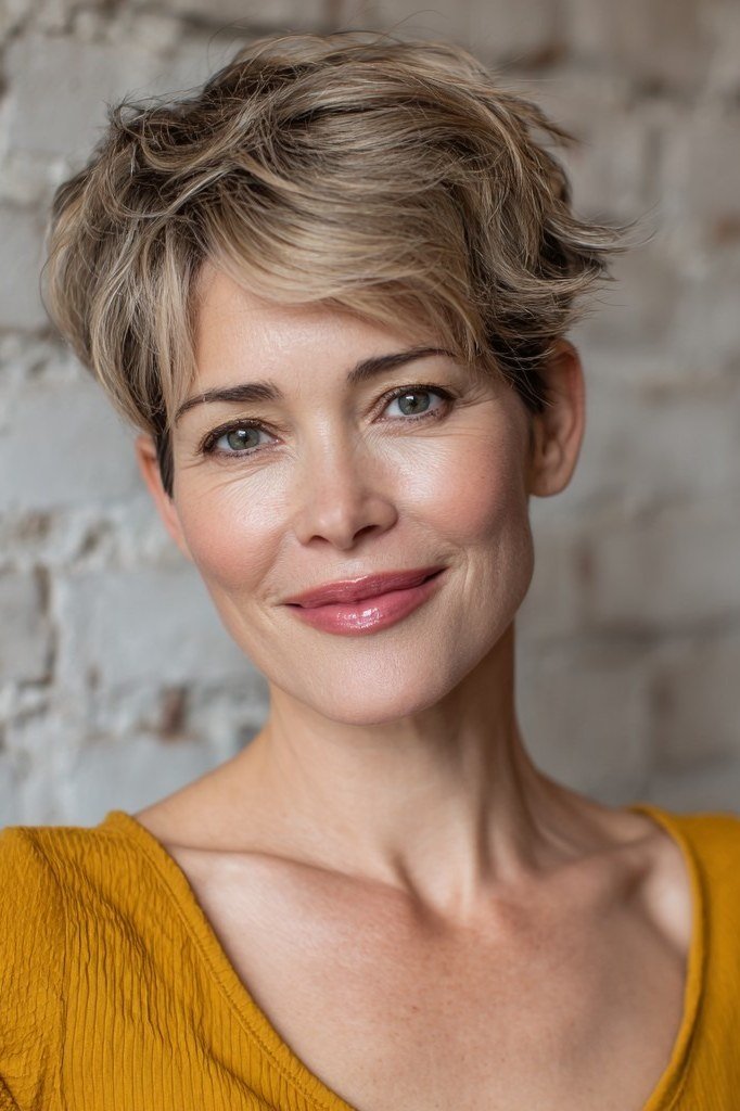 47. Blonde Bixie - wash and wear hairstyle for older women