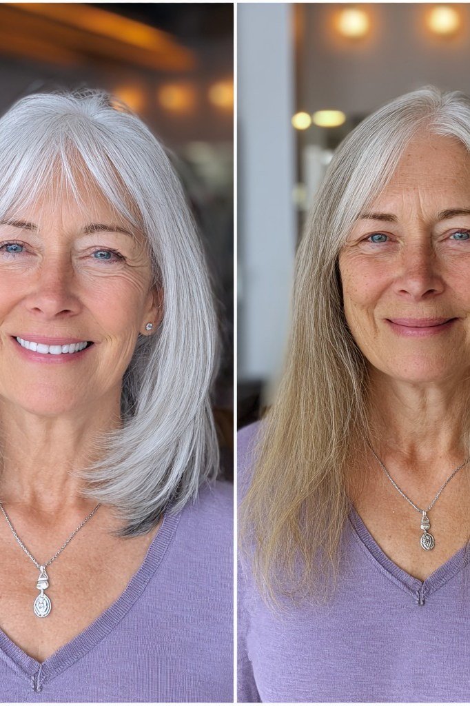 Silver Transformation Layers, layered hairstyle for women over 70