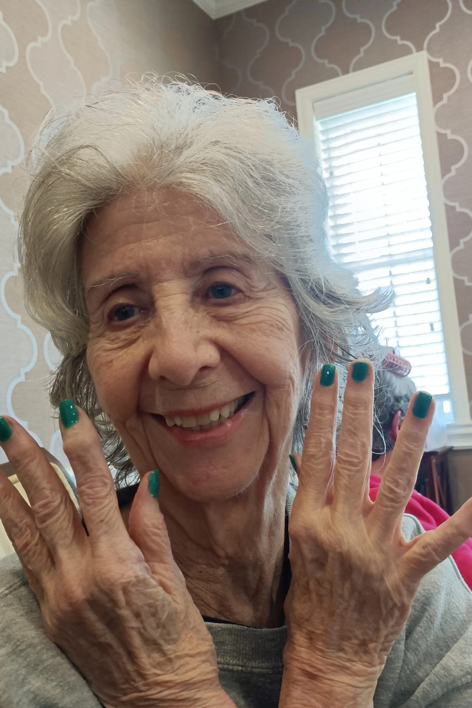 Emerald Green Almond Nails - winter nail trend for older women over 70