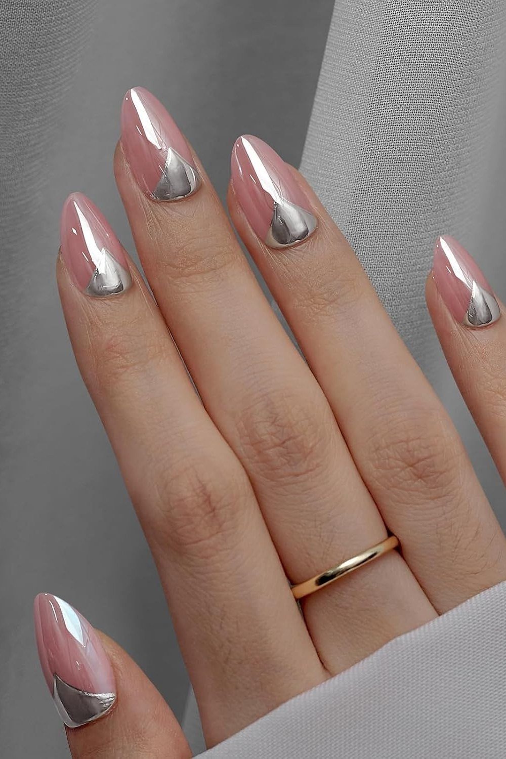 Classic Silver Chrome French on Short Nails - chrome nail designs for women over 60