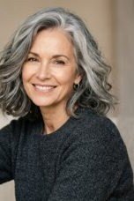 Silver Shoulder Layers with a Relaxed Feel, medium hairstyle for women over 70