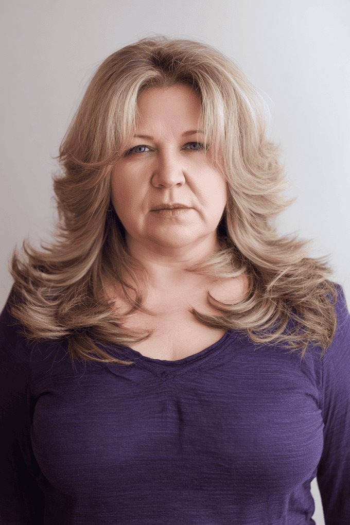 Brown-Blonde Wavy Butterfly Cut - butterfly cut hairstyle for women over 60