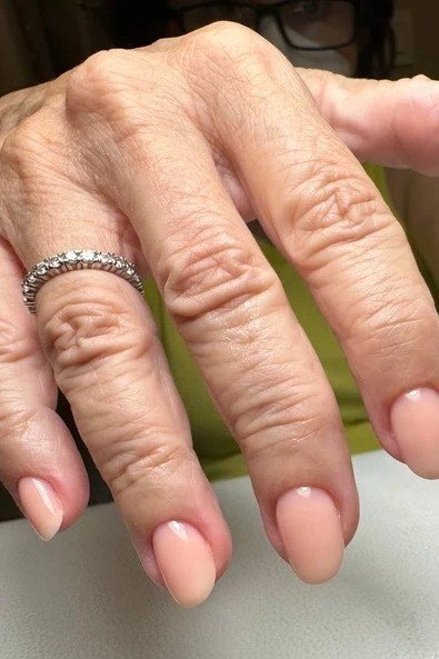 Peachy Nude Manicure for women over 60