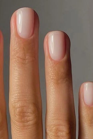 Sheer baby pink almond nails