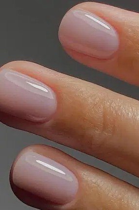Sheer Mauve Almond Nails - elegant nail art idea for mature hands, women over 50