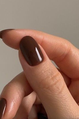 Chocolate Brown Almond Nails with a Knit Cuff - old money fall nail color for women over 40