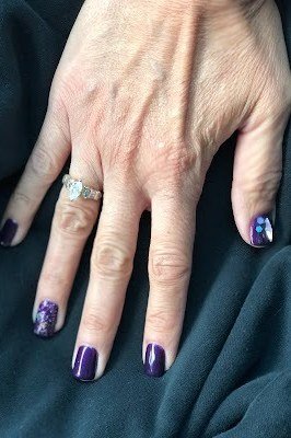Purple Glitter Nails for women over 60