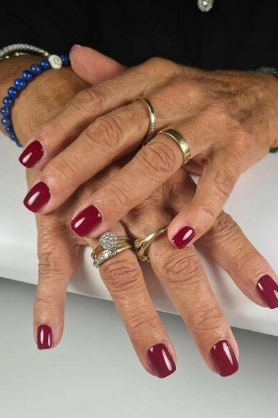 Rich Burgundy with Stacked Rings for women over 70