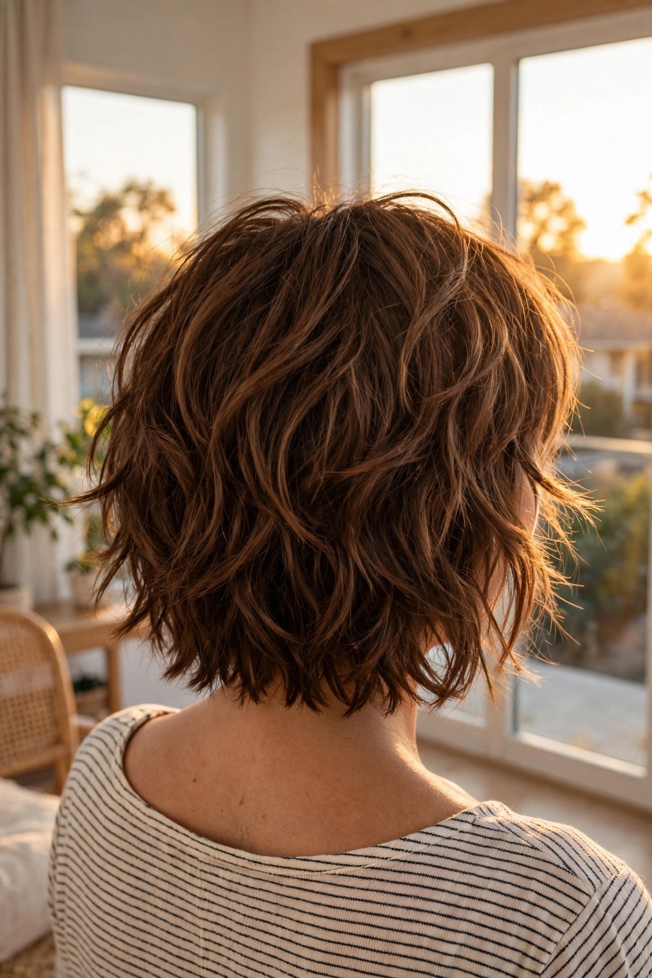 Shaggy bob with long layers
