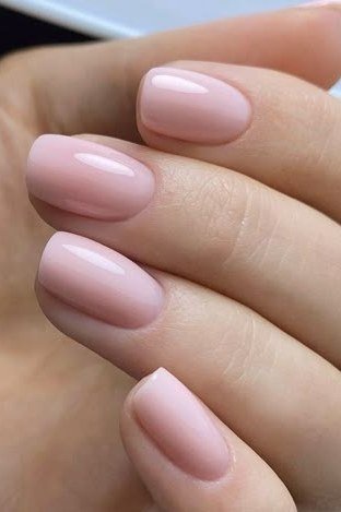 Soft pink short square nails