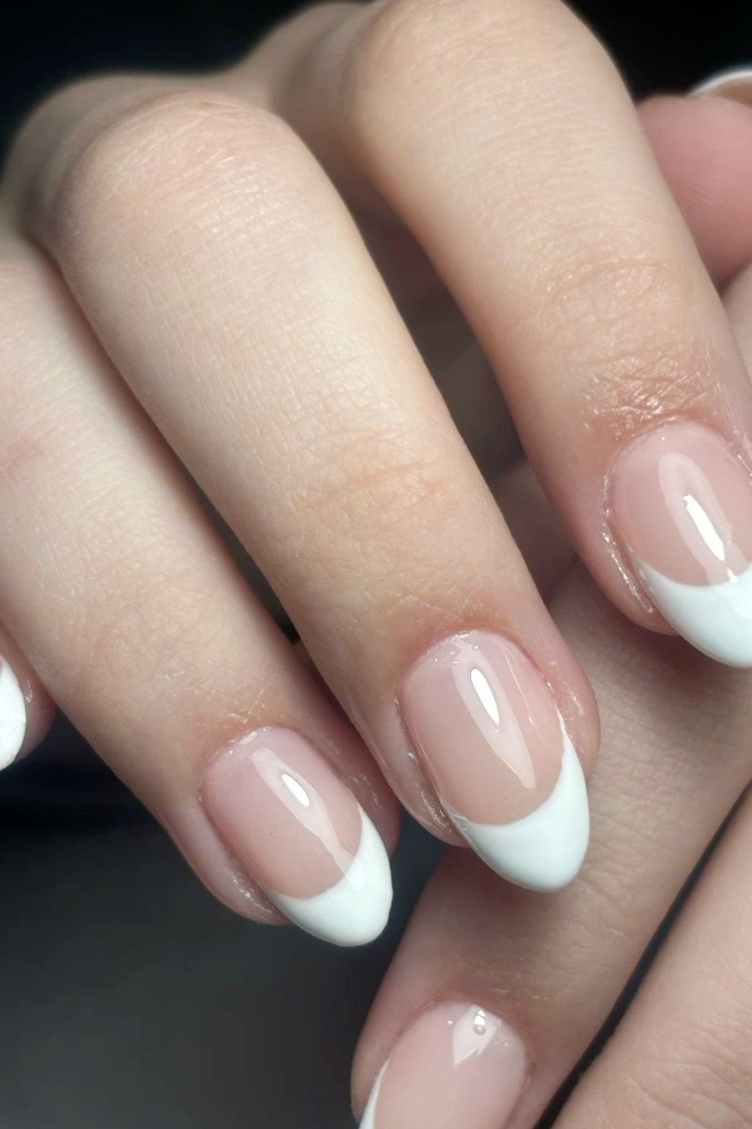 Almond french tip gel nails