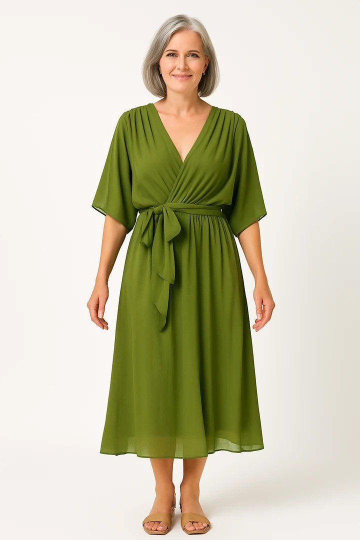 olive green wrap dress for women over 60