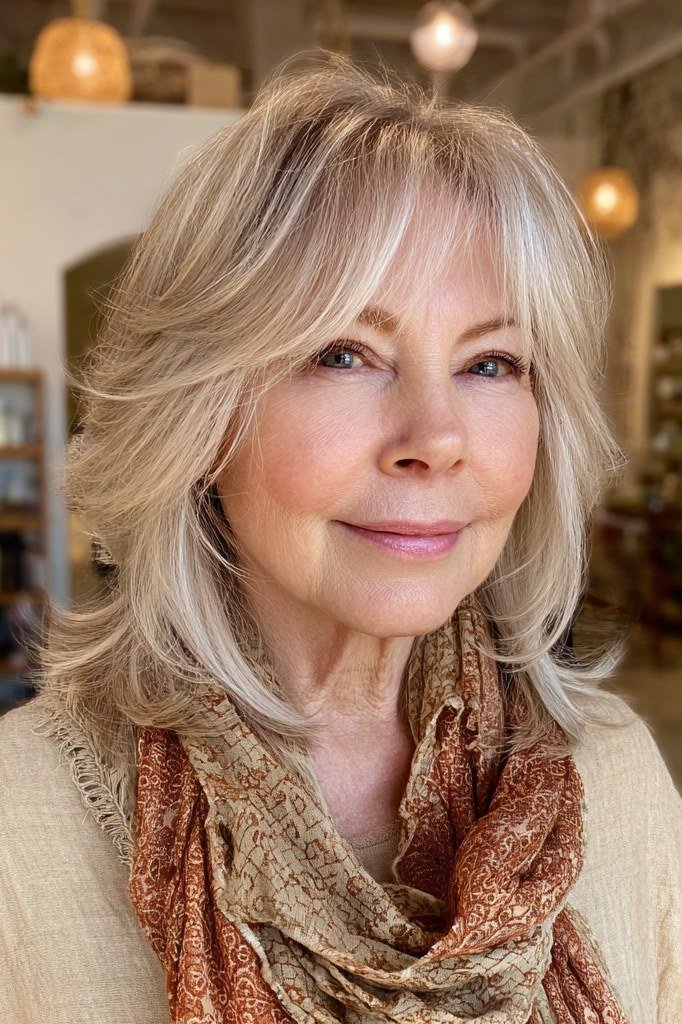 Warm Blonde Salon Layers, layered hairstyle for women over 70