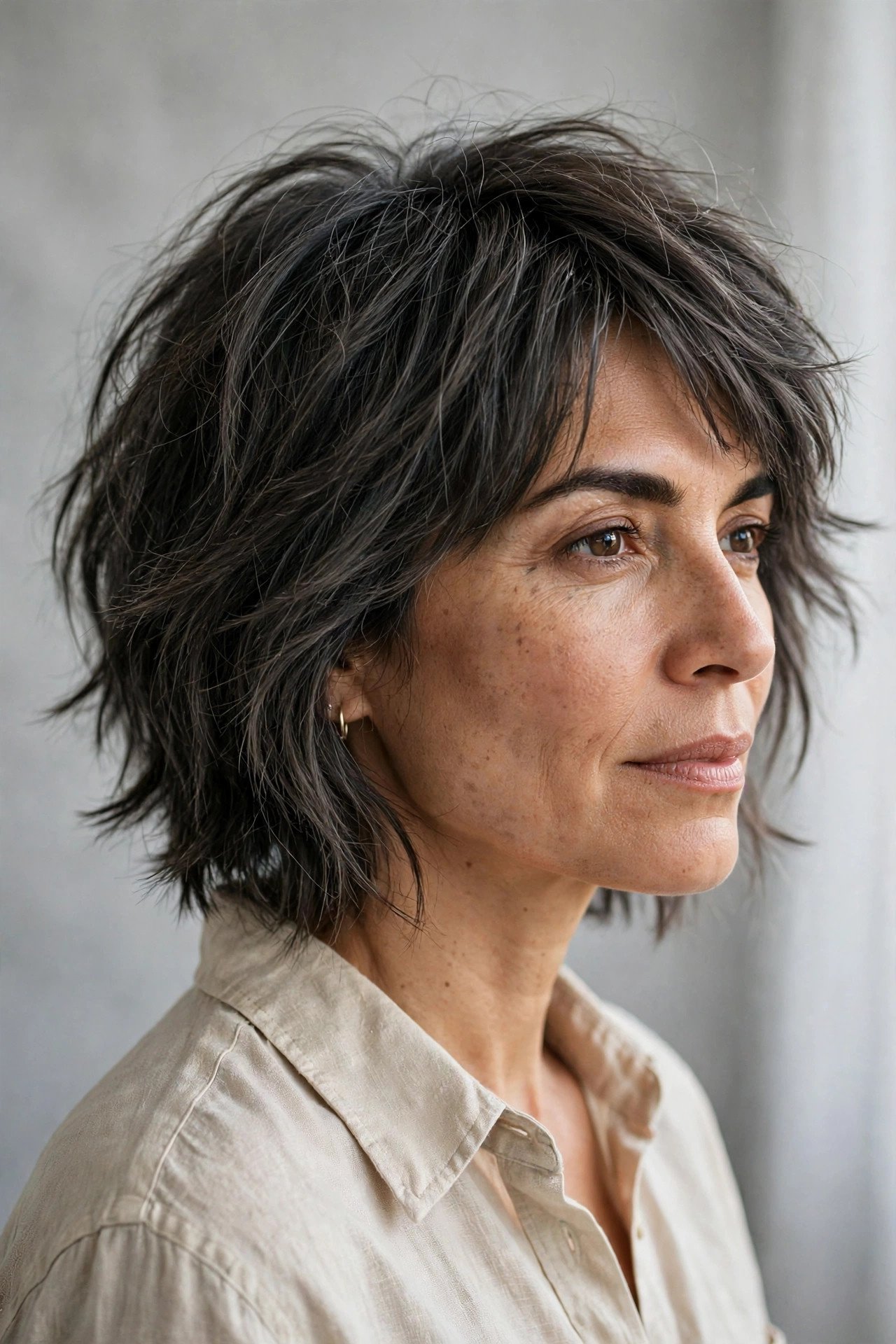 Shaggy bob with short layers for volume