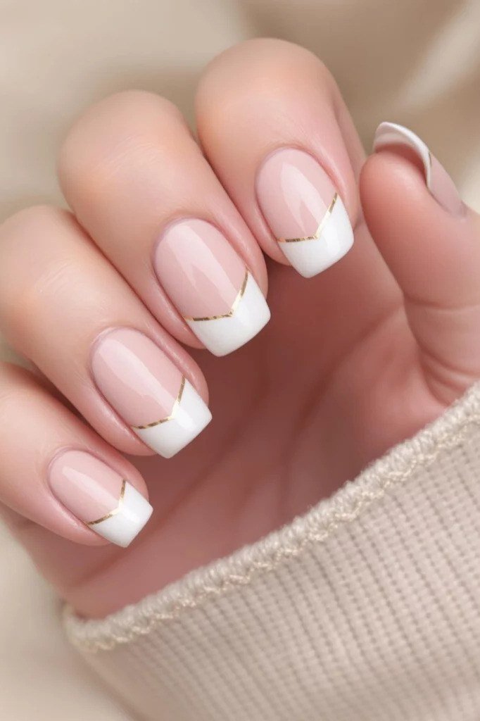 Classic white french tip short nails, sophisticated nail design for women over 50