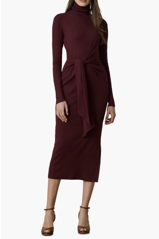 Burgundy turtleneck midi dress burgundy turtleneck midi dress studio - fall outfit idea for women over 40
