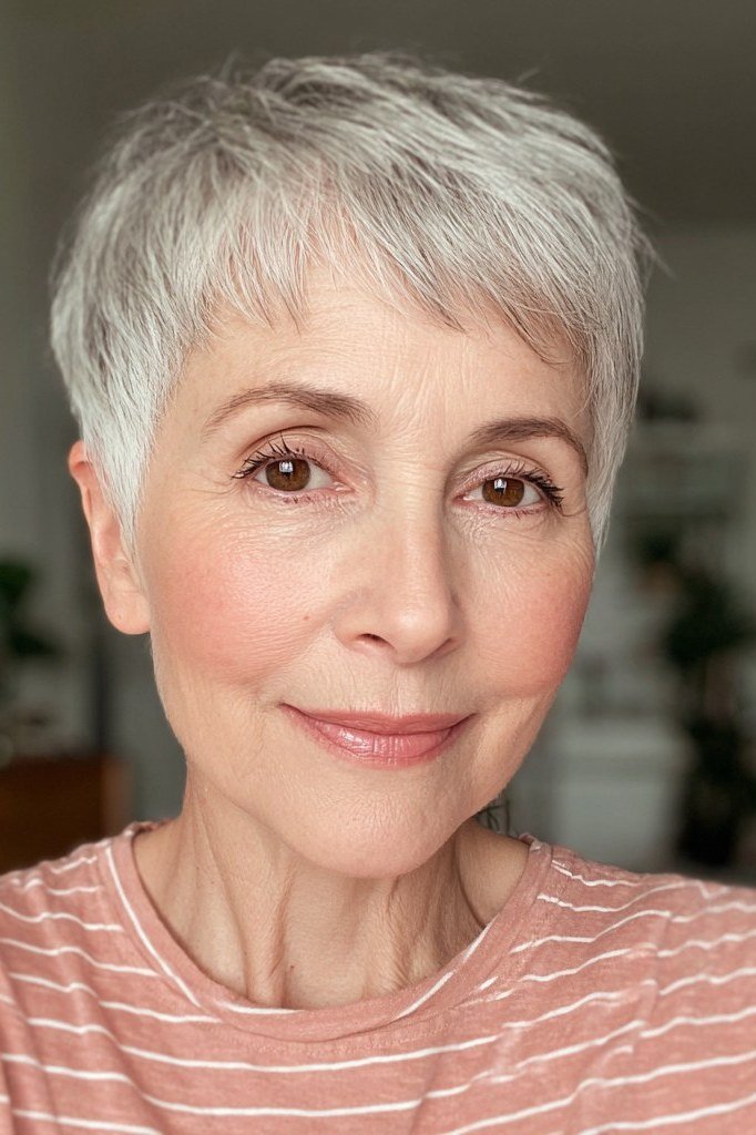 Voluminous White Bob - hairstyle for women over 70