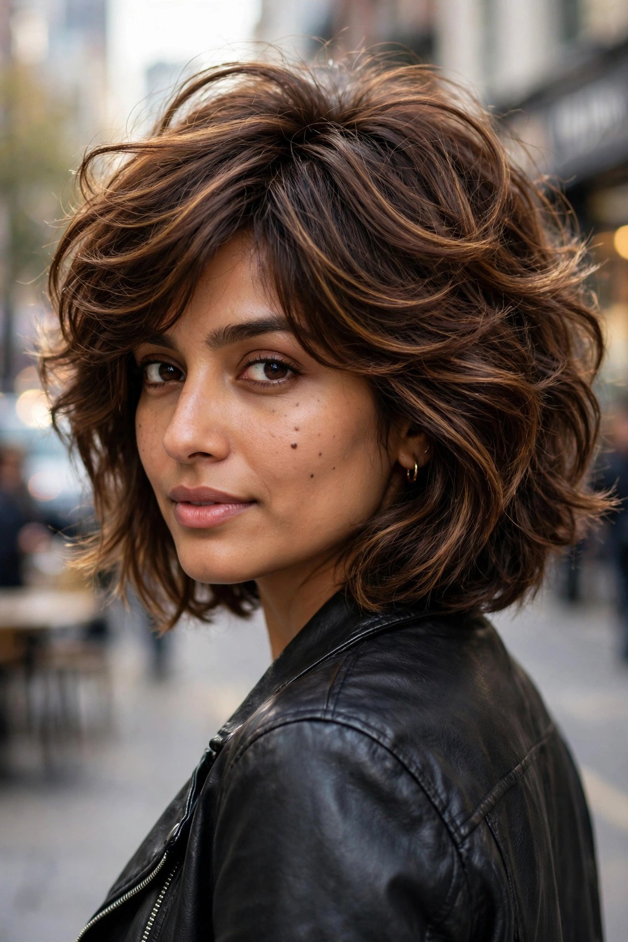 Shaggy bob with voluminous blowout