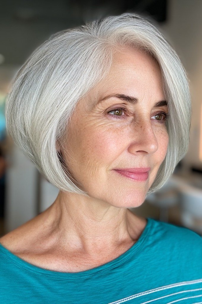 Classic White Bob - timeless hairstyle for women over 60