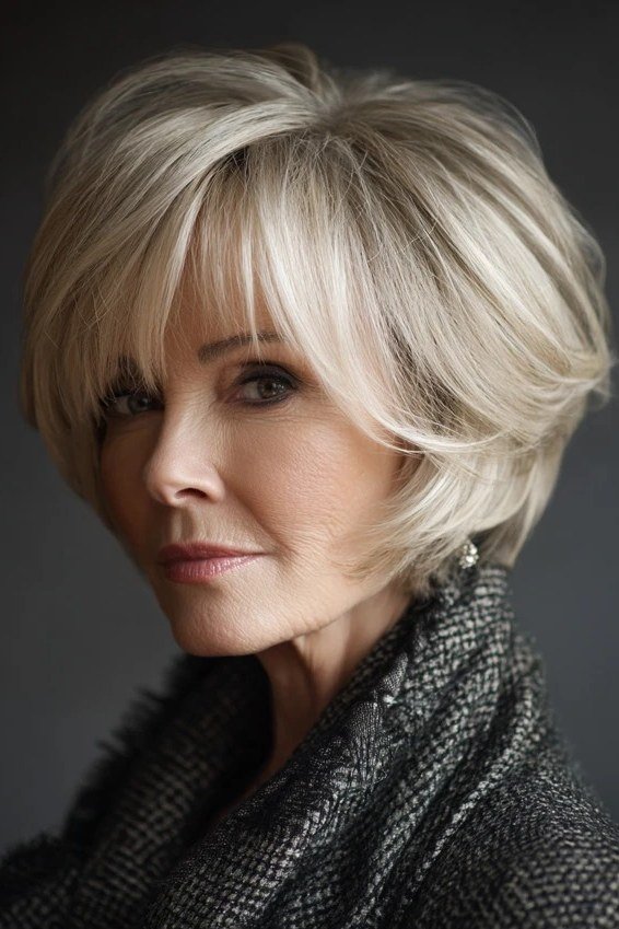Platinum Layered Bob for women over 70