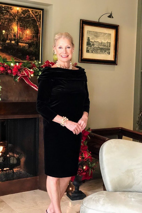 Black velvet sheath dress for women over 50