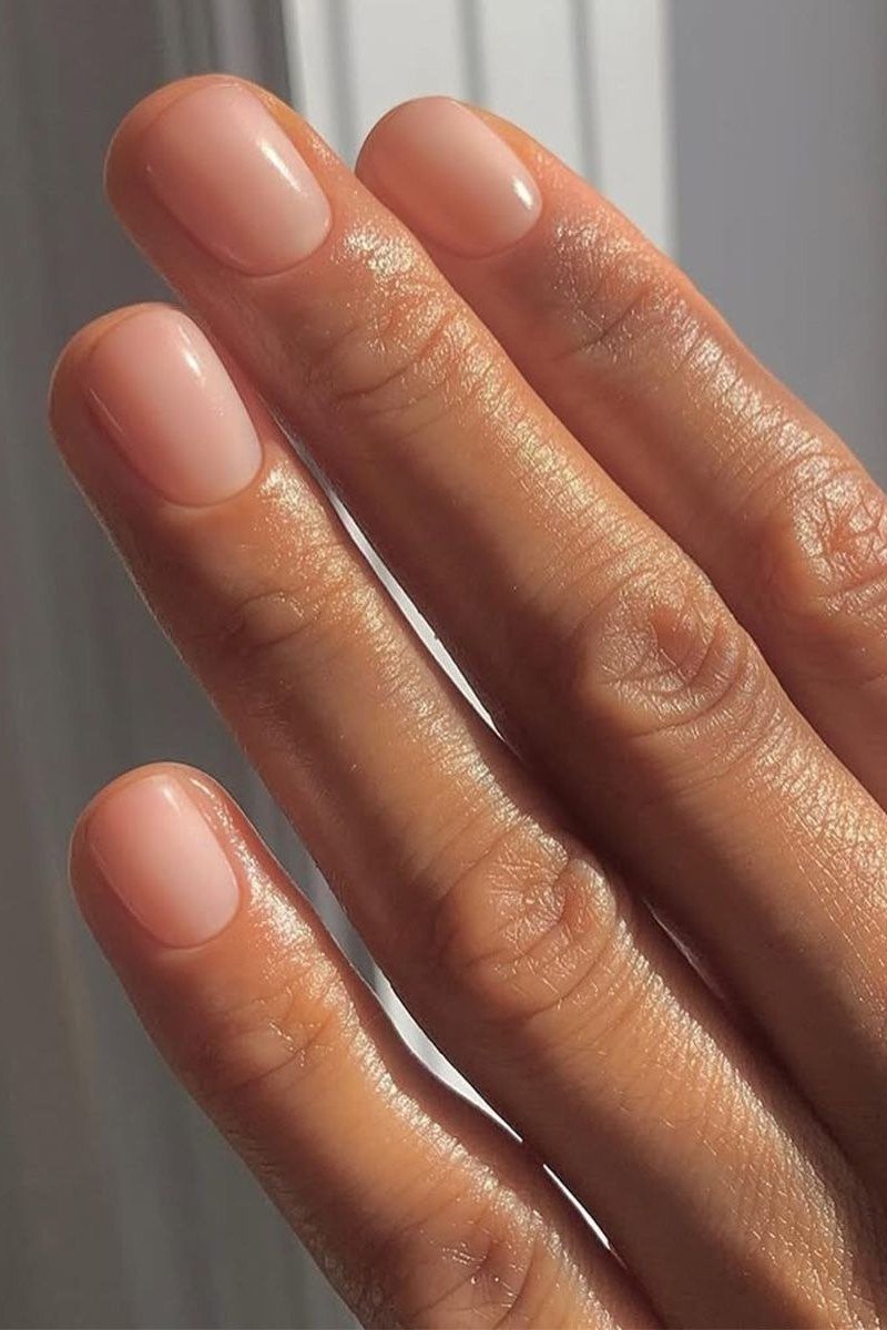 Sheer Nude Close-Up gel nails for women over 60