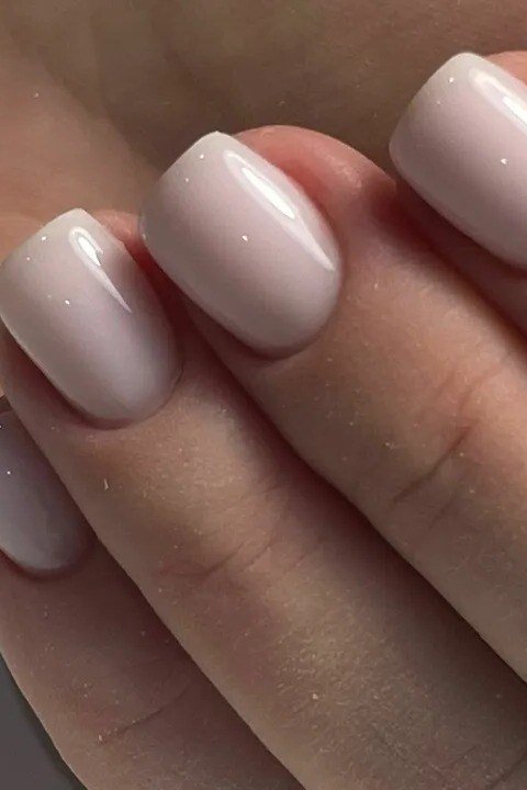 Milky Nude Short Nails - flattering nail polish shade that hides veins for women over 50