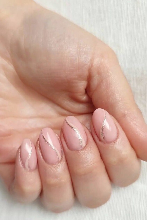 Nude nails with open palm pose