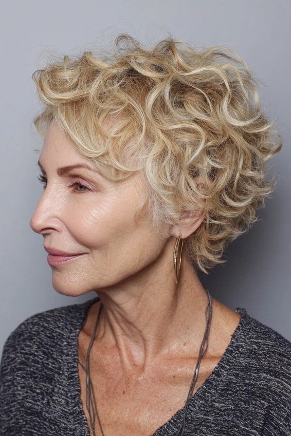 Silver Tight Curly Crop - curly bob hairstyle for women over 50