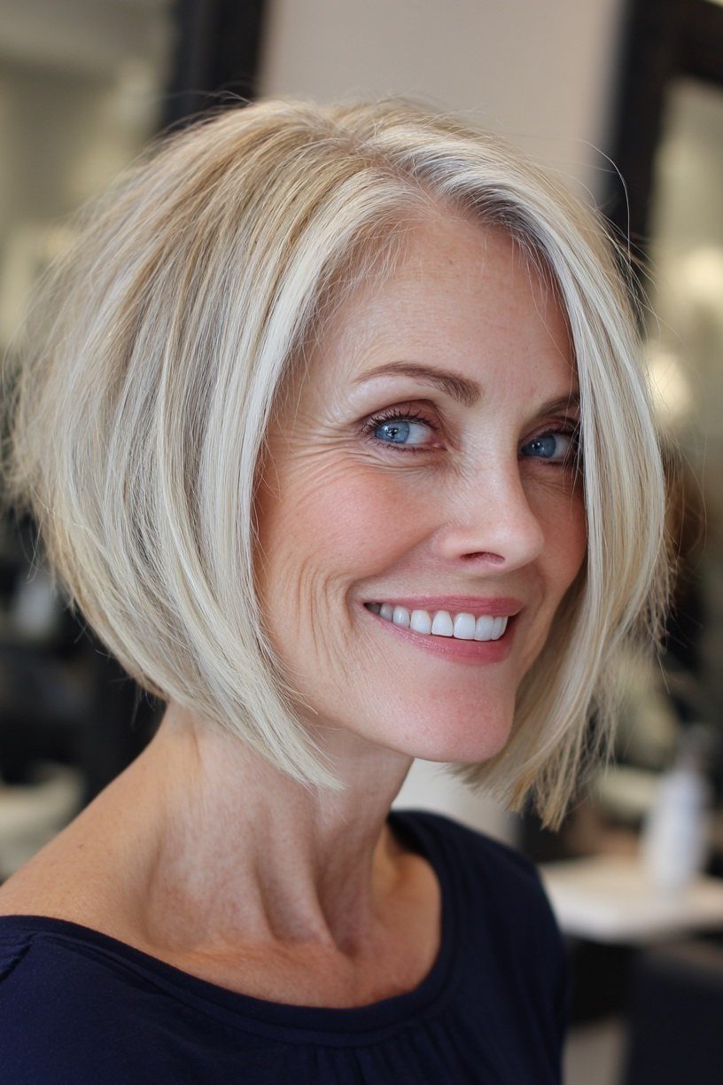 Sleek Blonde Bob for women over 70
