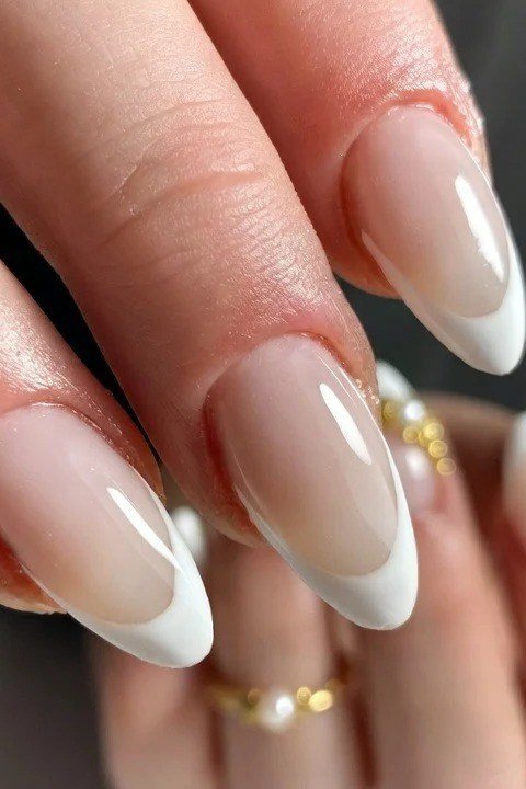 White French Ombre Short Almond Nails - short nail design for women over 40