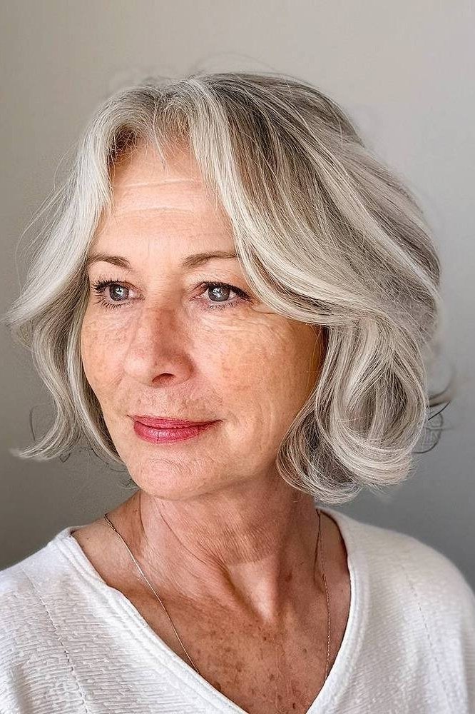 Silver Wavy Bob, Classic Cut - short wavy bob hairstyle for women over 60