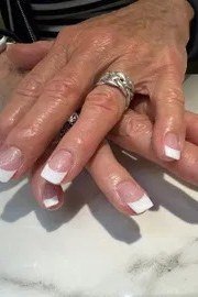 Short White French Nails, neutral nail ideas for older women