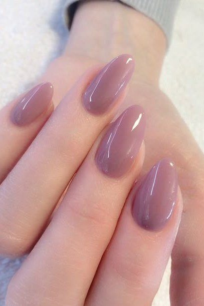 Soft mauve almond nails glossy