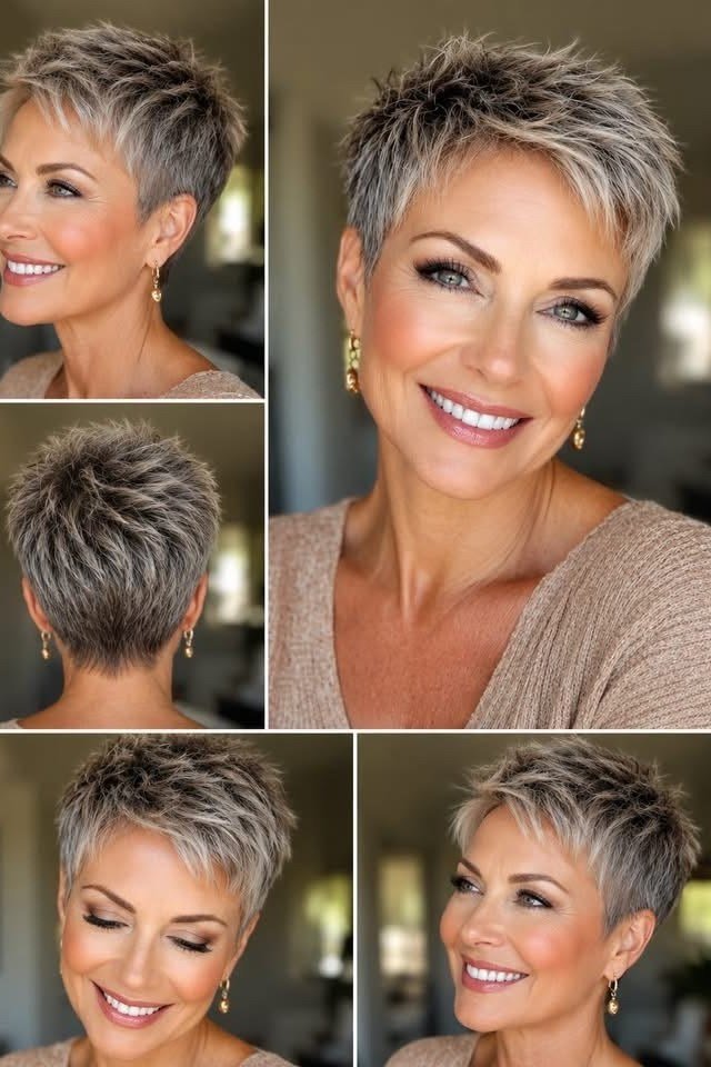 Rounded grey bob haircut for women over 70, side view