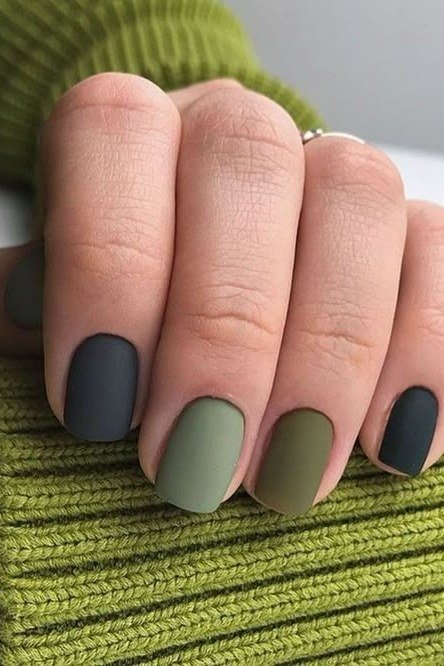 Forest Green Matte Nails for women over 60