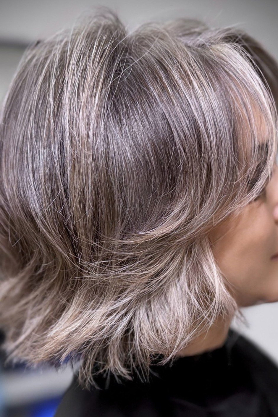 Wavy Grey Bob hairstyle for women over 60
