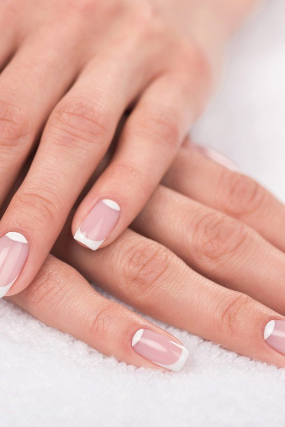 Pale pink french style manicure