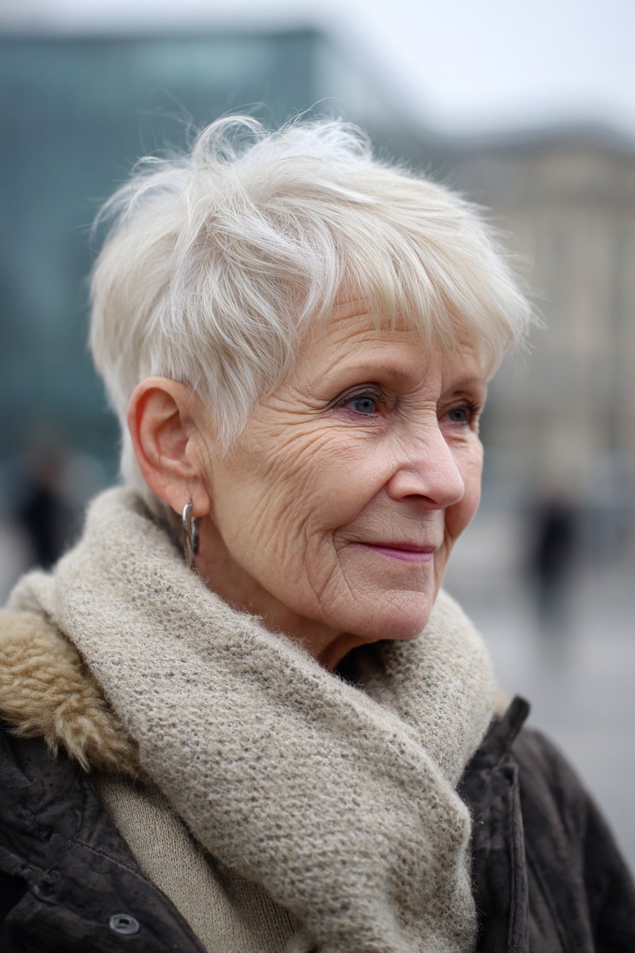 White Rounded Bob - hairstyle for women over 70