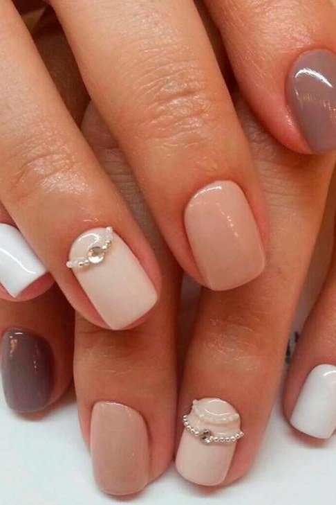 Taupe geometric lines modern - flattering nail design for older women