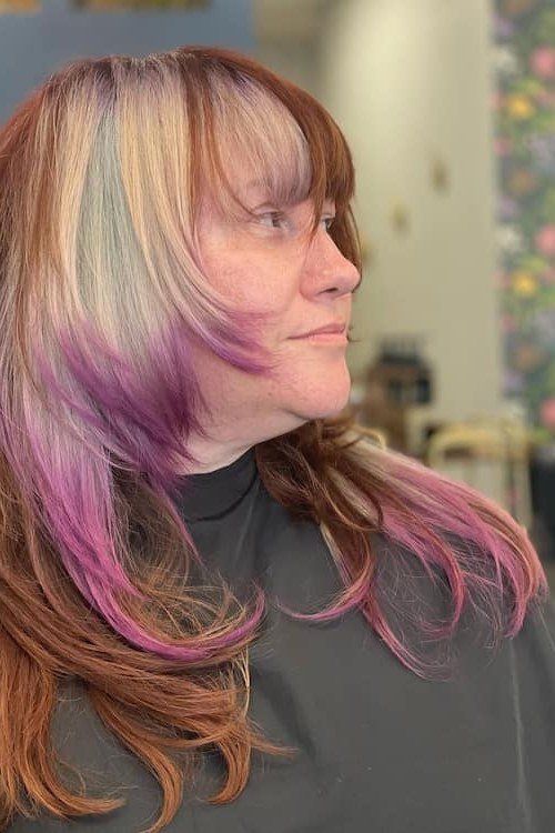 Pink-Tinted Butterfly Layers - butterfly cut hairstyle for women over 60