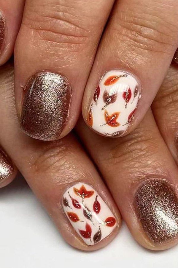 Bronze nails with heart art for older women
