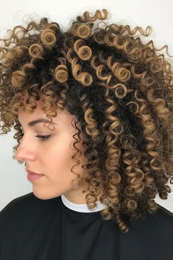 Curly Feathered Bob hairstyle for women over 60