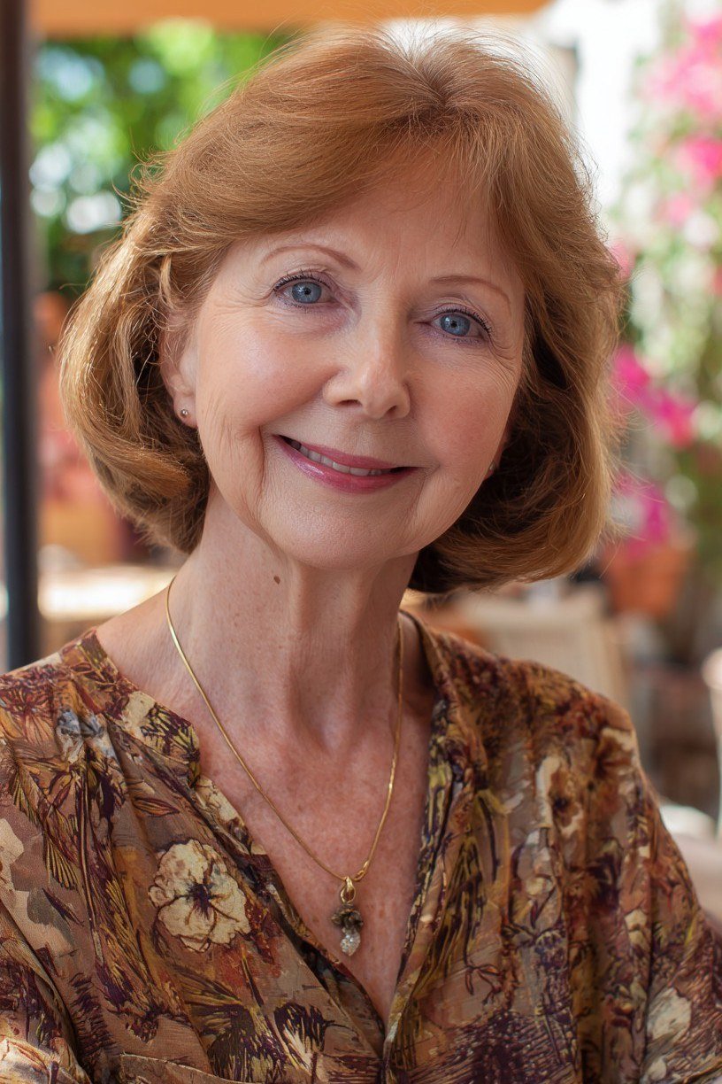 Copper wavy bob for women over 60
