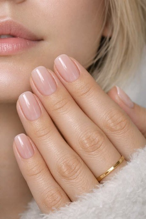 Mauve Ombre Short Nails - flattering nail polish shade that hides veins for women over 50