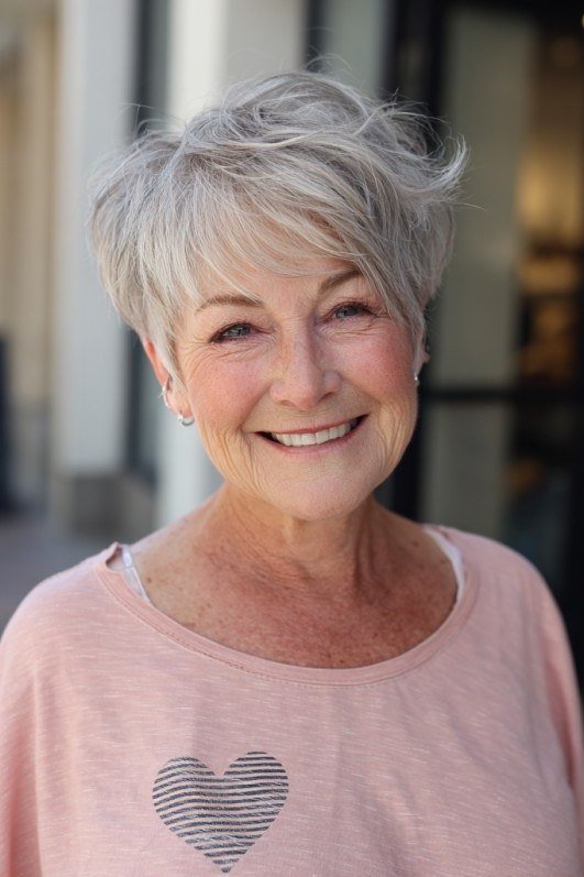 Silver Bob with Bangs - hairstyle for women over 70