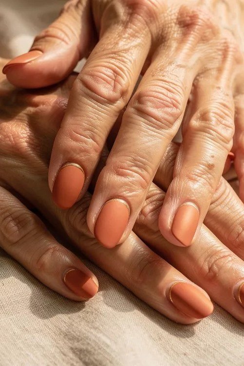 warm peachy orange nails for a fresh pop for older women