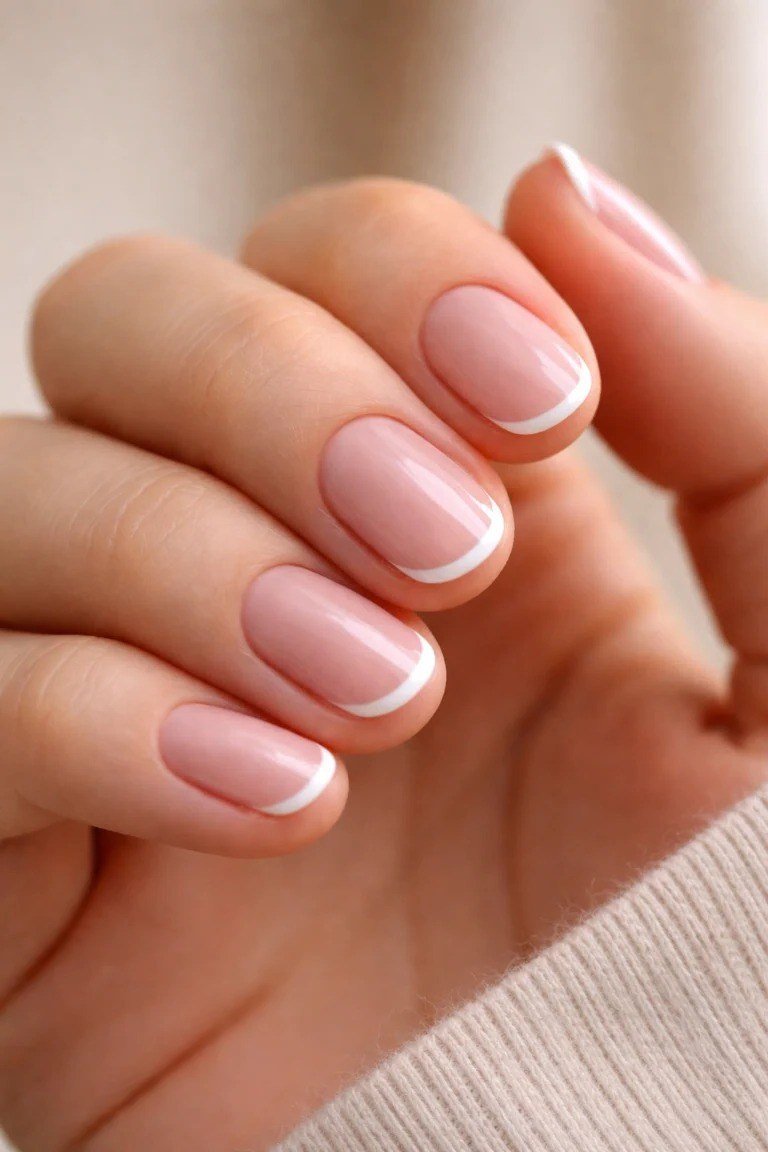Thin french tip nails, sophisticated nail design for women over 50