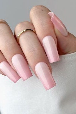 soft pink baby boomer ombre on long coffin nails